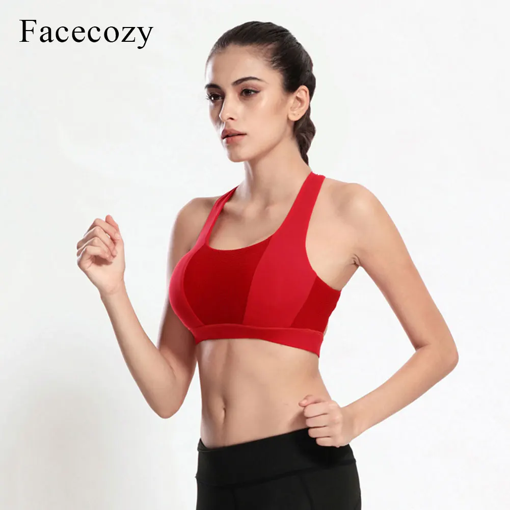 Facecozy Для женщин Push Up спортивные бюстгальтеры перекрестными бретельками сзади