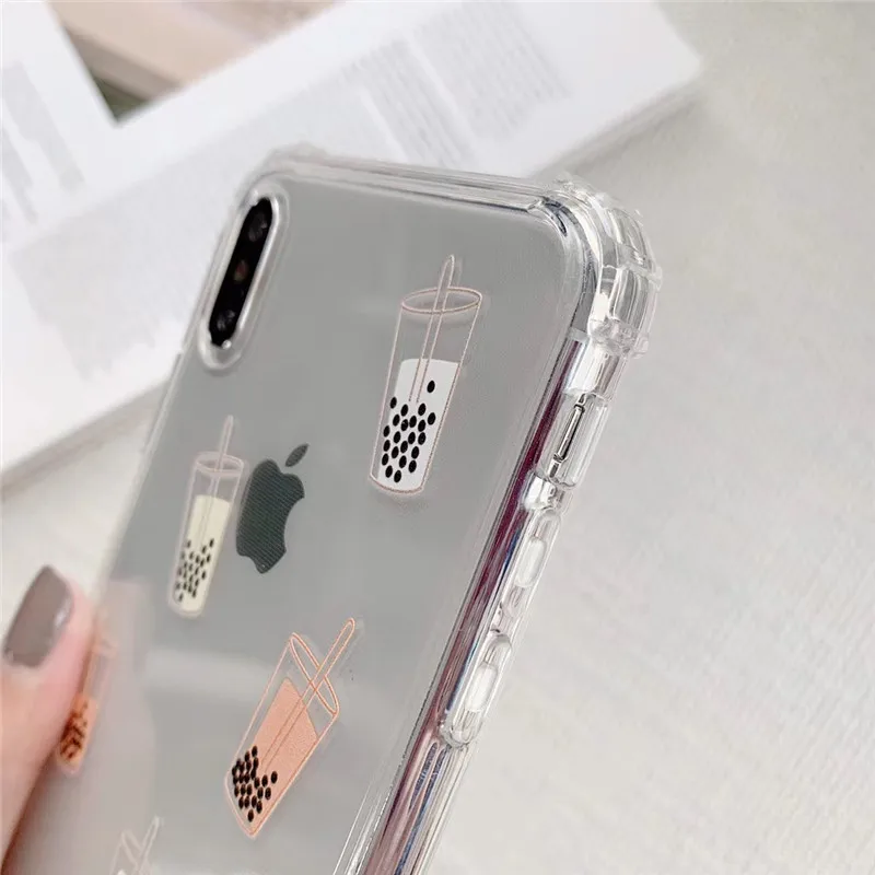 Противоударный чехол ShinyBean Bubble tea для iPhone X XS XR Max Прозрачный телефона 6 6s 7 8 Plus