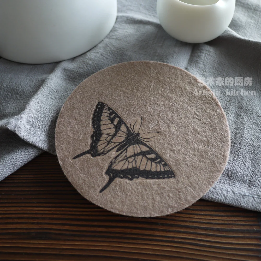 

5pcs/set Felt Mat Handmade Teacup Coaster for Pots and Pans Insulated with Water Designer Original