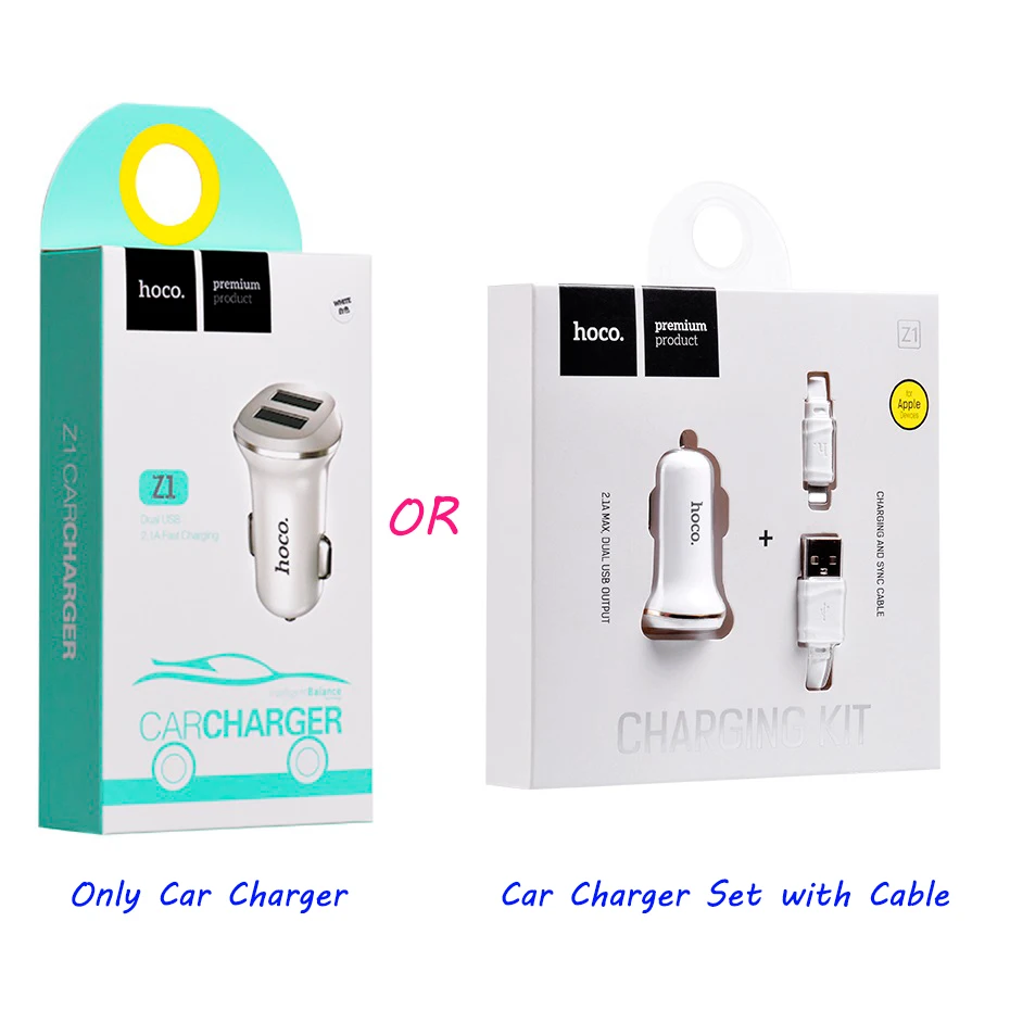HOCO Автомобильное Зарядное Устройство и комплект с кабелем for Lightning Micro-USB Двойной