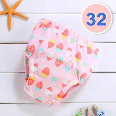 Reusable Baby Potty Training Pants Waterproof Infant Boys Girls Underwear Panties Cotton Washable Nappies Cloth Diapers - Цвет: 32