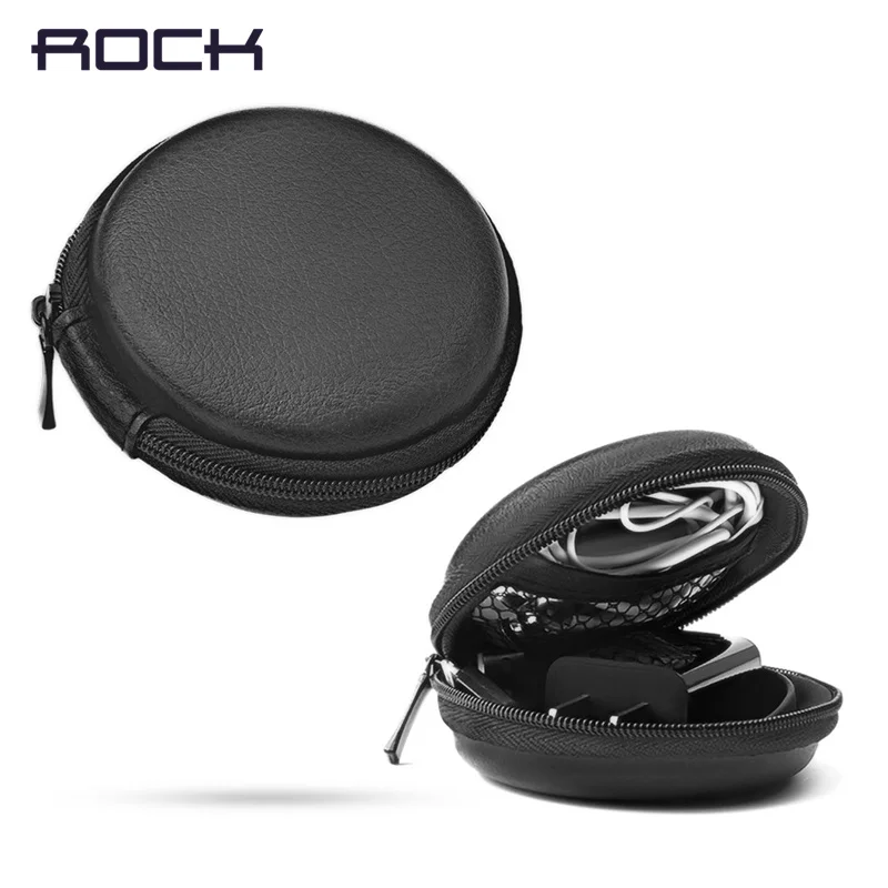 Чехол для наушников ROCK Earphone Case для Apple Airpods, сумка для хранения наушников, миниатюрные амбушюры, аксессуары для круглой коробки, SD TF Card, кабель, U Disk.