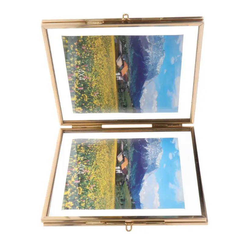 S Nordic Ins Style Retro Metal Creative Double Folding Simple Glass Photo Frame Specimen Clip Picture Frame - Цвет: S