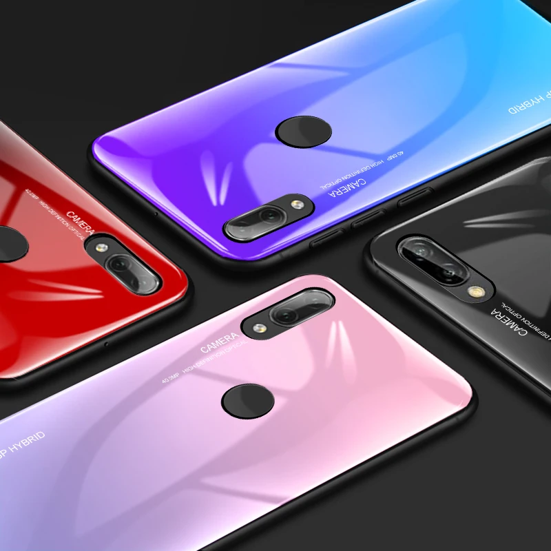 Градиентный Мягкий силиконовый чехол накладка из ТПУ и закаленного стекла для