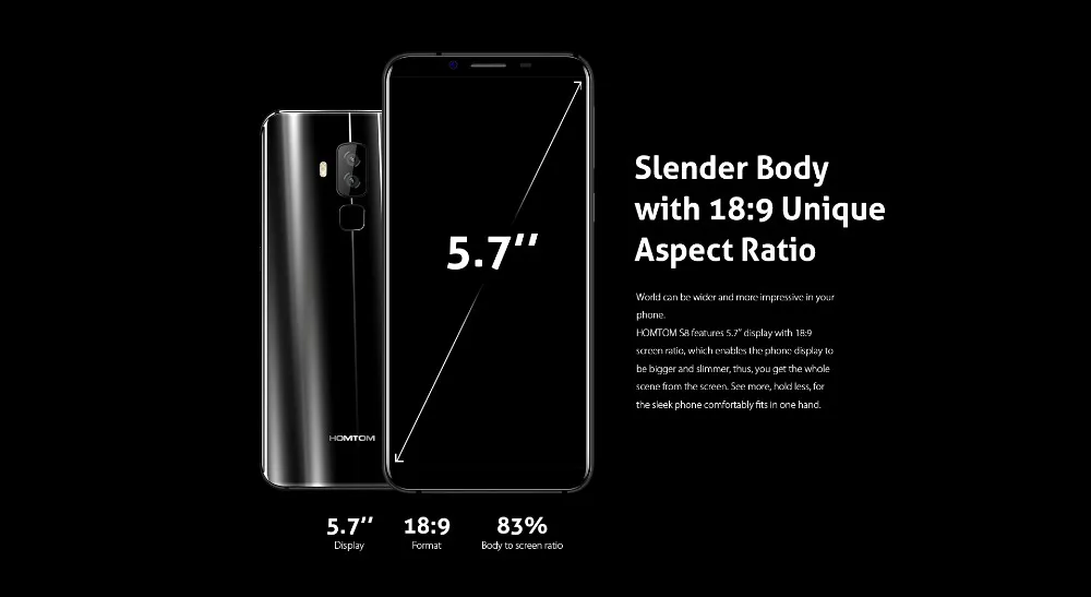 Смартфон HOMTOM S8 4G 5," HD+ экран 18:9 соотношение MTK6750T Восьмиядерный 4 Гб 64 Гб 16,0 Мп+ 5,0 Мп двойная задняя 13,0 МП Передняя камера мобильного телефона