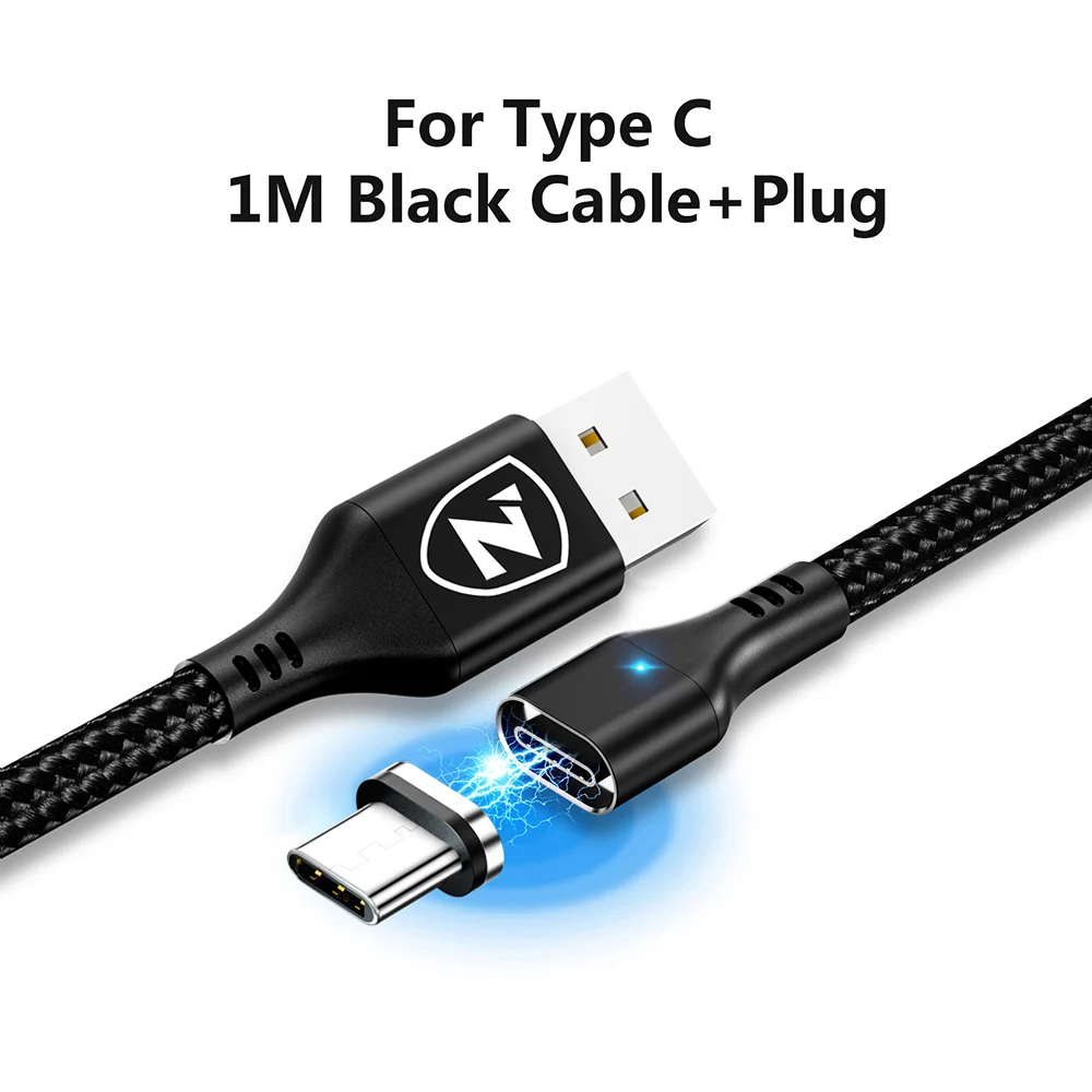 BlackTypeC ZRSE Магнитный Micro Usb кабель для Iphone samsung 3A Быстрая зарядка данных провод шнур магнит Зарядное устройство Usb type C кабель для мобильного телефона - Цвет: BlackTypeC