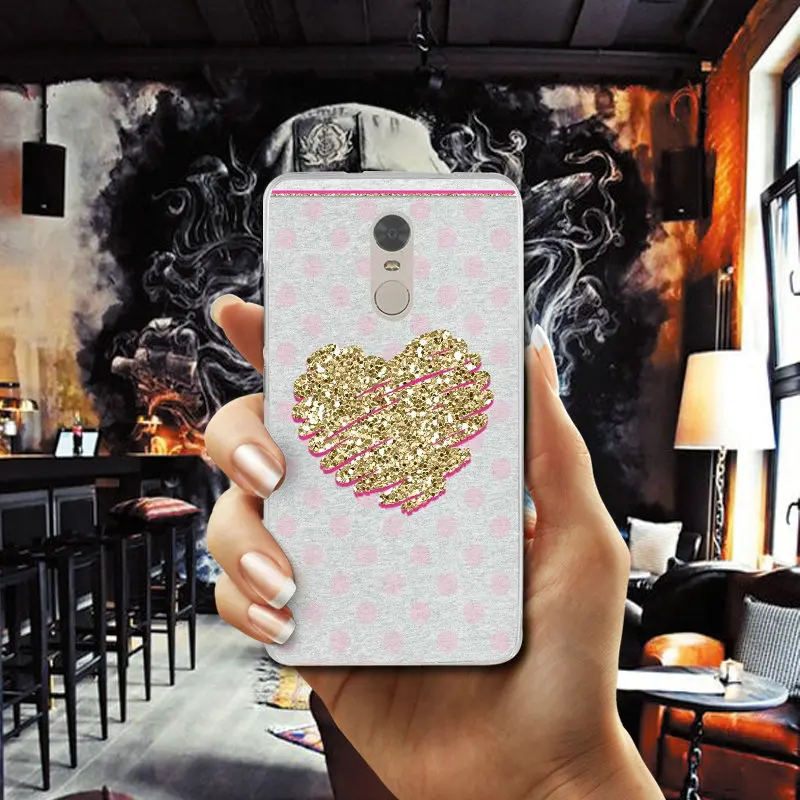 Heart Light Gold Pink Geometric Soft Mobile Phone Accessories for Xiaomi Mi Redmi Note 2 3 3S 4 4X 4A 5 5S 6 8 A1 Pro Plus |