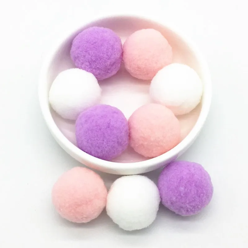 Розовые фиолетовые белые меховые шарики с помпоном мягкие помпоны для рукоделия
