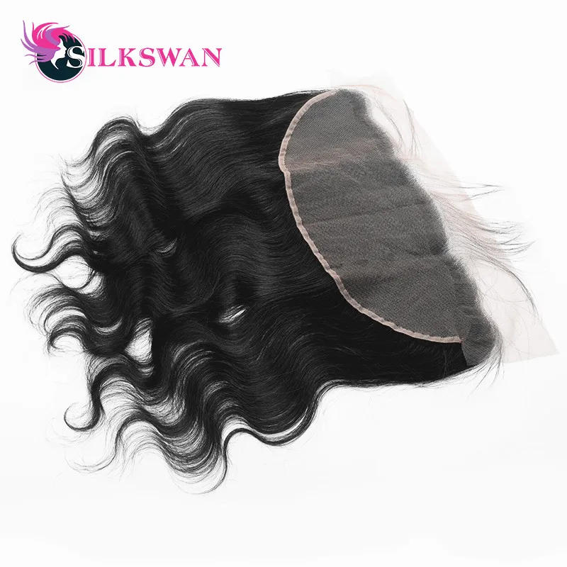 Silkswan волосы бразильские 13*4 Кружева Фронтальная объемная волна Remy человеческие волосы ухо до уха закрытие предварительно выщипанные волосы с детскими волосами