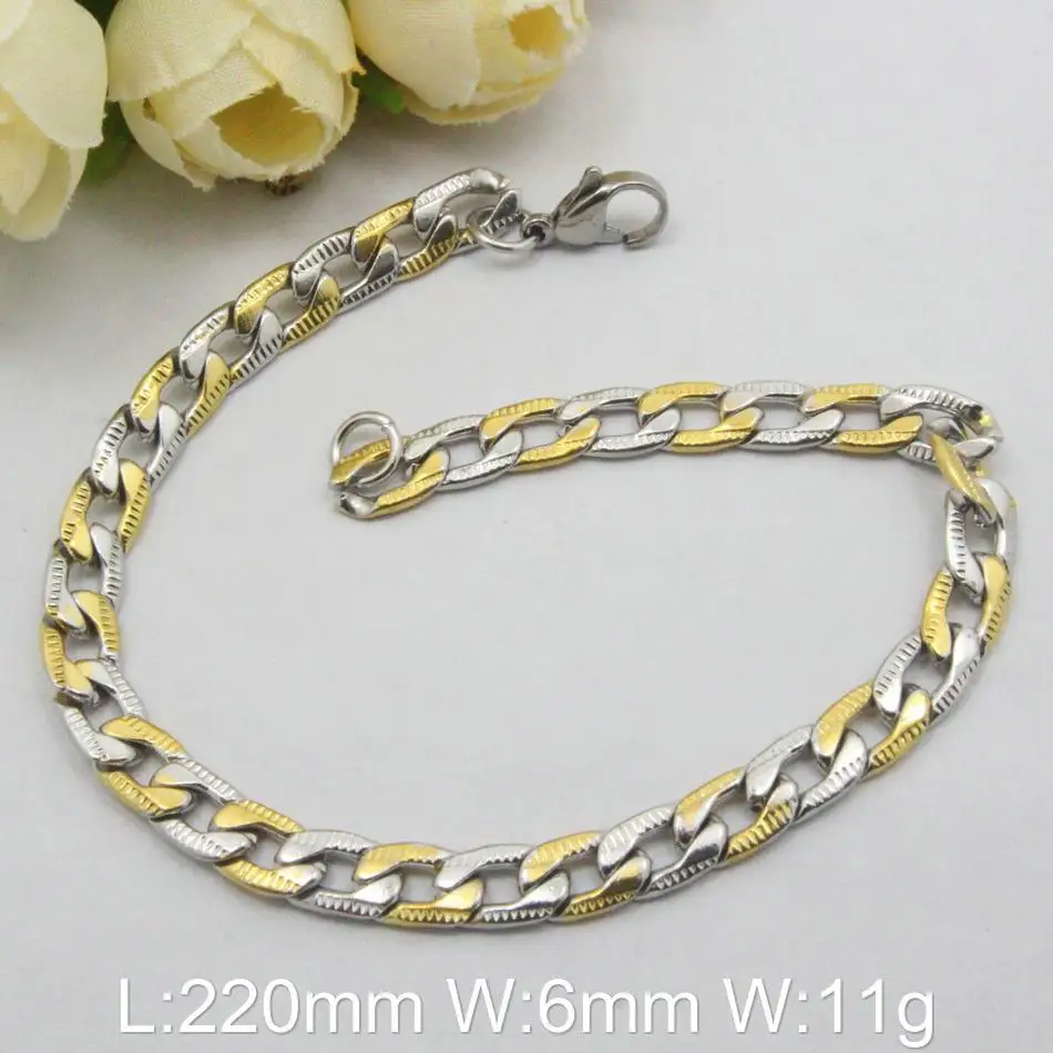 Модный браслет из нержавеющей стали оптом ювелирный серебряный браслет-цепочка