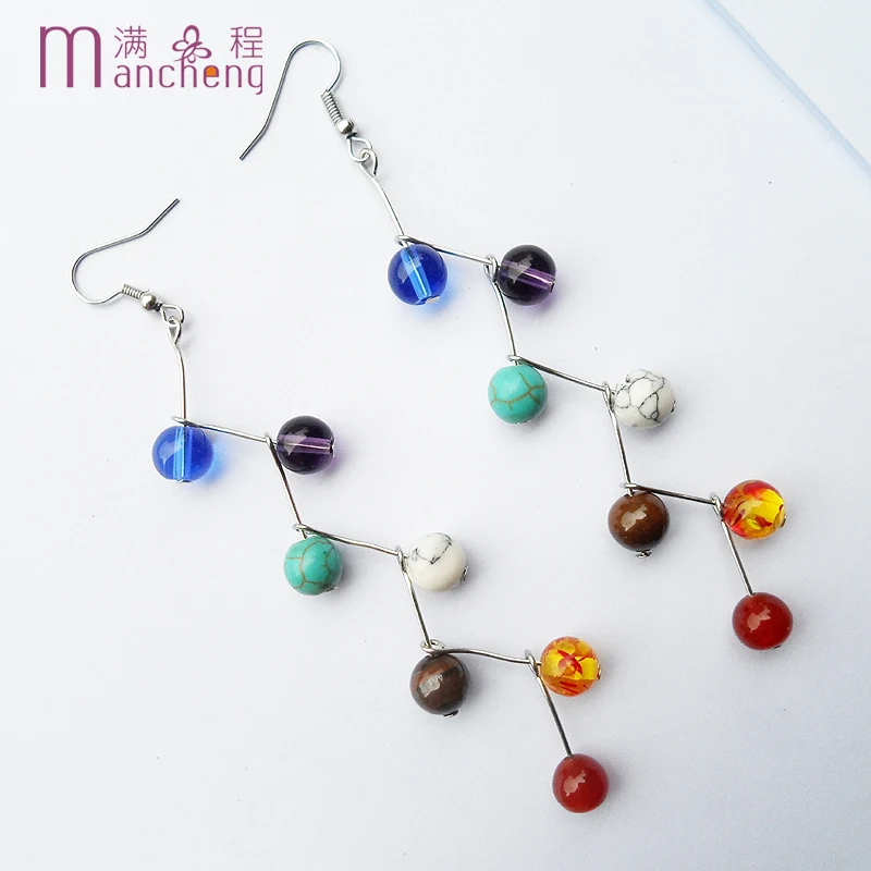 Модные серьги-кольца Hyperbole с серебряным покрытием 7 радужных драгоценных колец