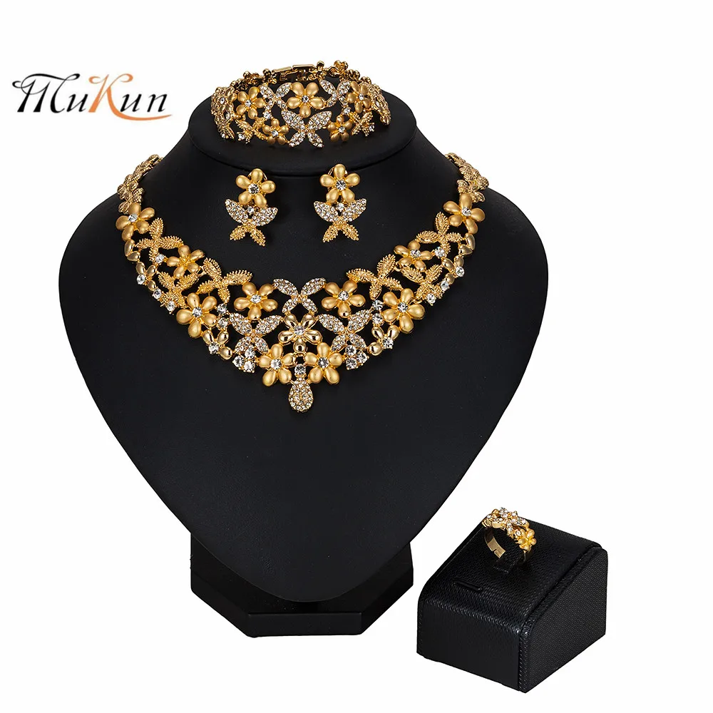 

MUKUN 2019 African Beads Crystal Jewelry Sets Brand Dubai Gold-colorful jewelry sets Wholesale customer nigerian bridal bead set
