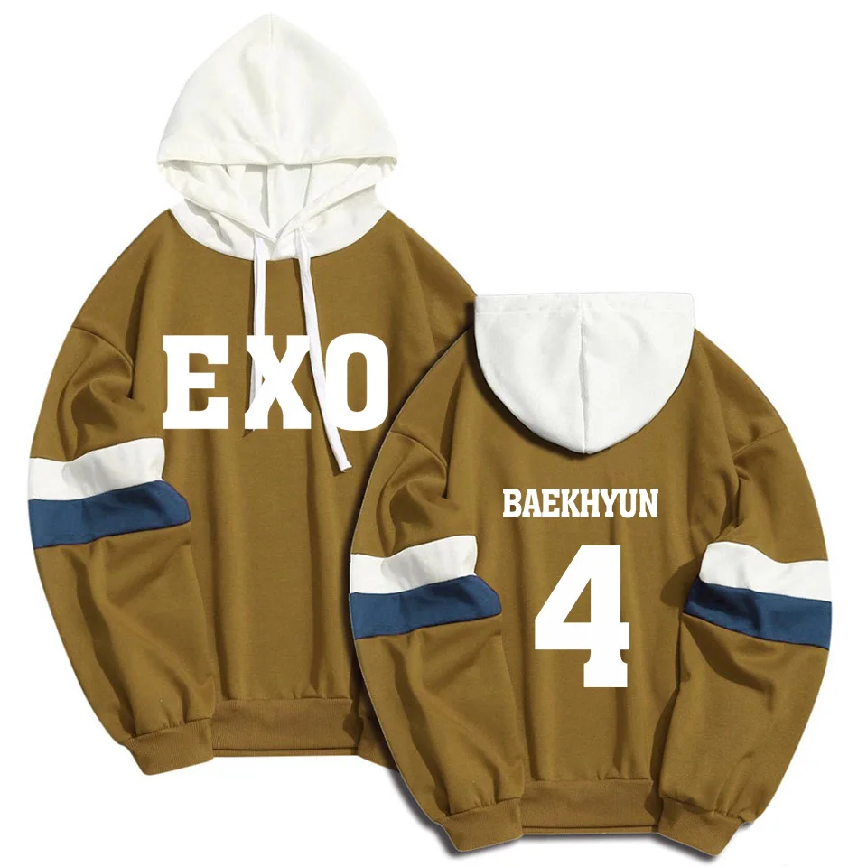 color6 4 Kpop EXO толстовки Толстовка мужская женская уличная Лоскутная K-pop девушка XIUMIN LUHAN CHANYEOL унисекс пуловер Одежда - Цвет: color6 4
