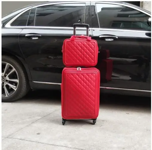 a set CARRYLOVE 1" 20" 2" женская кожаная сумка на колесиках набор чемоданов для путешествий - Цвет: a set