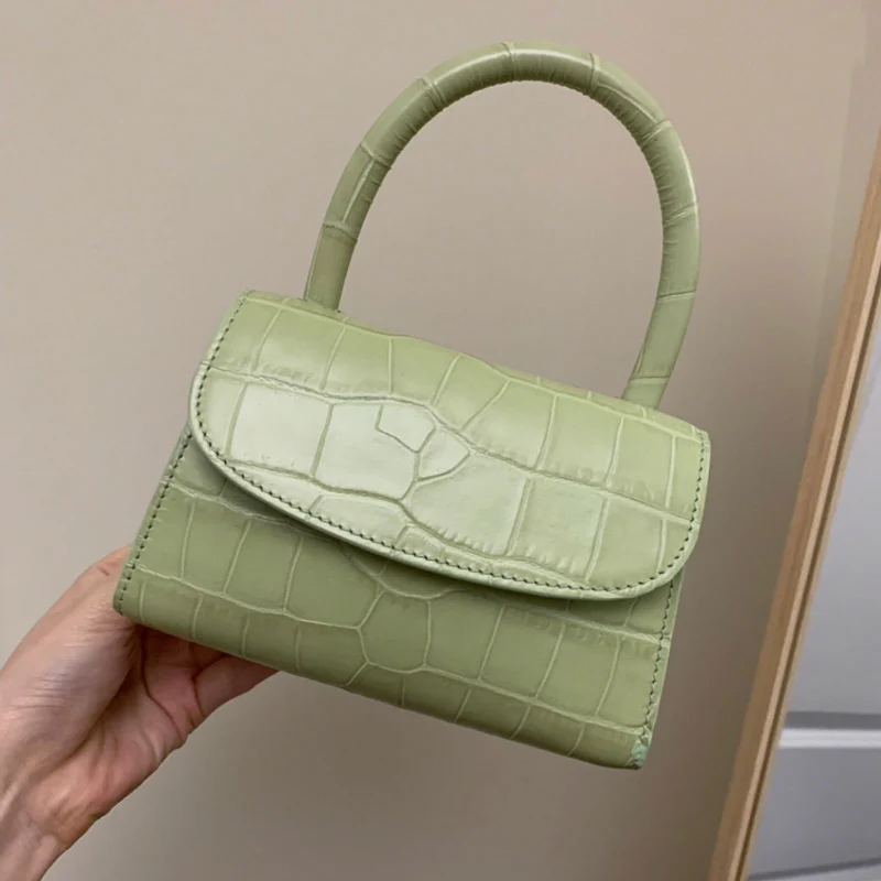 Light Green WOONAM модная дизайнерская сумка Топ скрыть из натуральной телячьей кожи в аллигатора узор маленький Топ ручка сумка на плечо WB975 - Цвет: Light Green