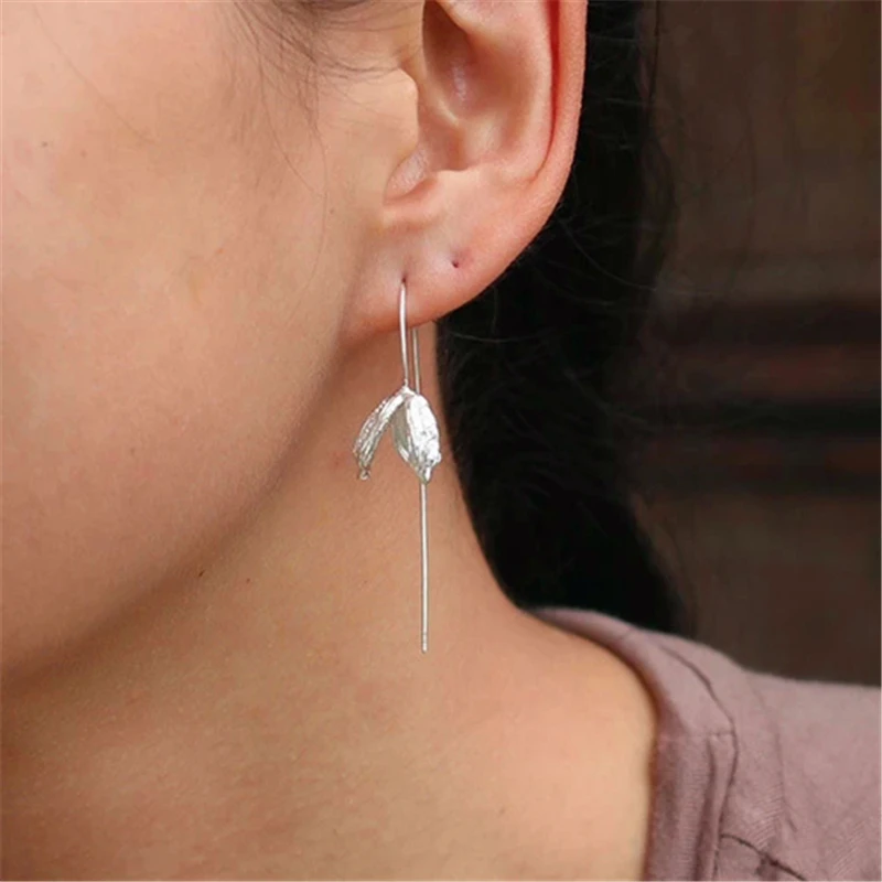 Lotus весело Настоящее стерлингового серебра 925 природных творческий ручной Fine Jewelry
