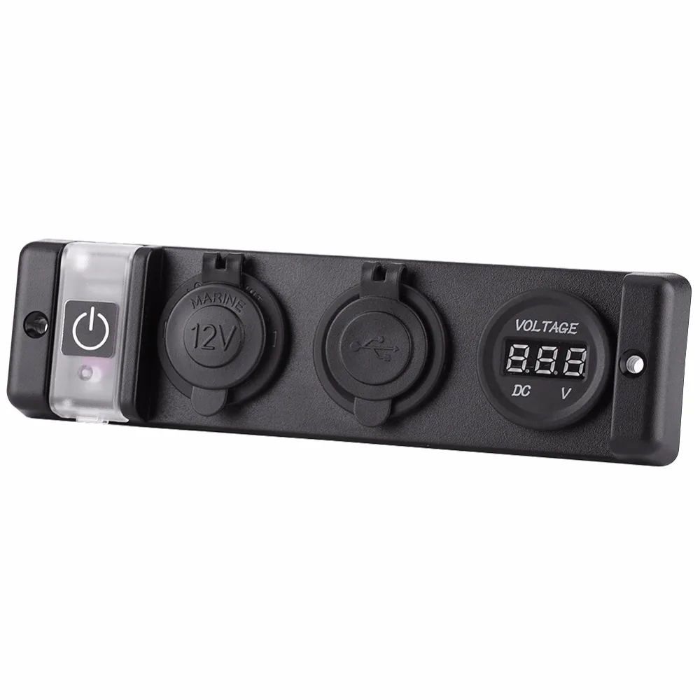 16A 12 В DC вольтметр прикуриватель двойной USB розетка переключатель панель для