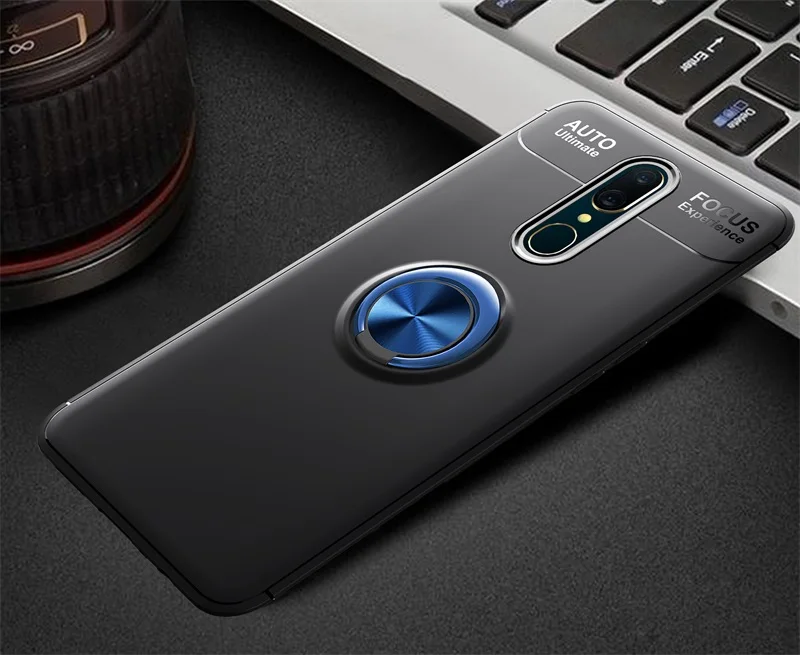 blue black Роскошный чехол для Nokia 6,1 7,1 для Nokia 6, чехол с магнитным кольцом, мягкий матовый Силиконовый чехол для Nokia 5,1(X5) 3,1 Plus, чехол - Цвет: blue black