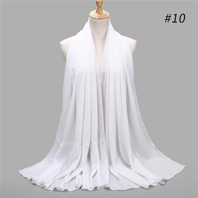 color 10 10 шт./лот бусы Лоскутная плиссированная жемчужная пузырчатая шифоновая жемчужная шаль с морщинками скрученный хиджаб сшивание кашне в мусульманском стиле/шарф 23 Цвета - Цвет: color 10