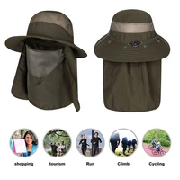 summer wide brim anti mosquito cap fishing bucket hat face neck protection flap sun cap outdoor men women camouflage jungle hats