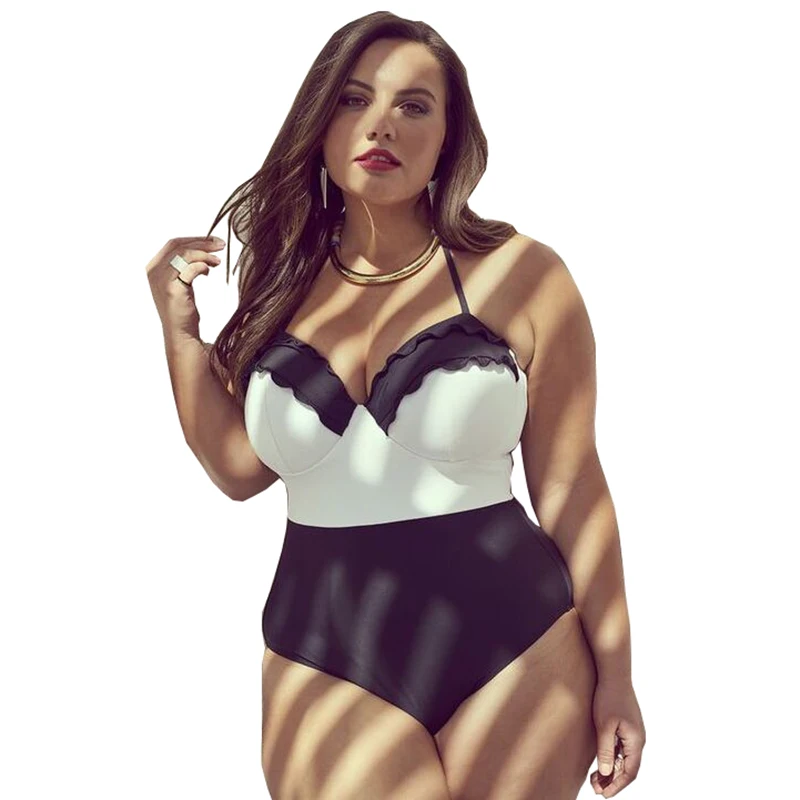2019 Sexy Plus Size Swimwear Women One Piece Swimsuit Push Up Monokini Large Bathing Suit Summer Beachwear Ruffle Swim | Спорт и
