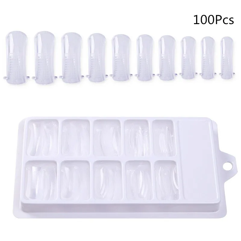 100pcs mold tips 1 коробка для быстрого создания пресс-форм для ногтей двойная форма для наращивания ногтей УФ-гель для наращивания ногтей инструмент для наращивания ногтей - Цвет: 100pcs mold tips