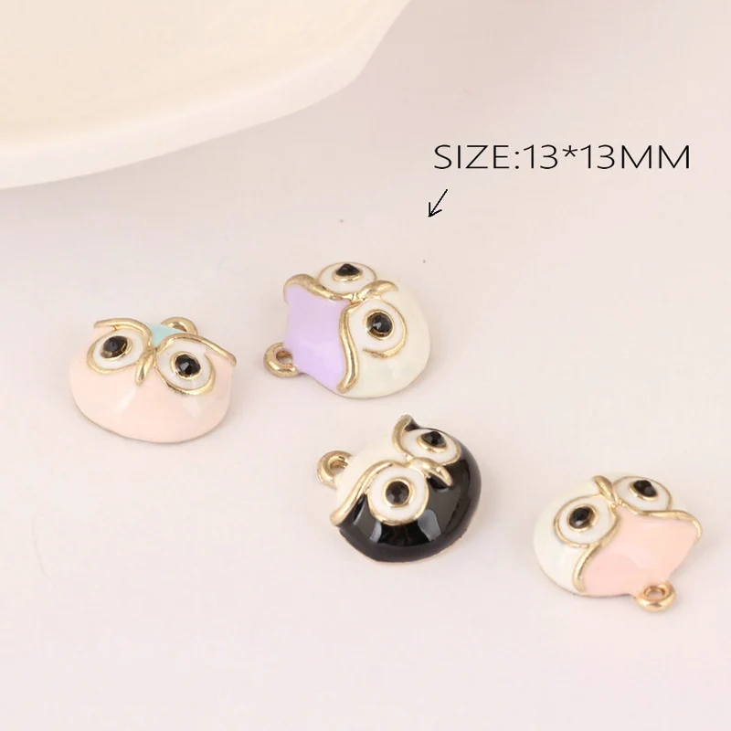 

10pcs Lovely Fashion Owl Enamel Pendant Bracelet Finding Cartoon Animal Metal Charms Handmade Earring Jewelry Accessory YZ323