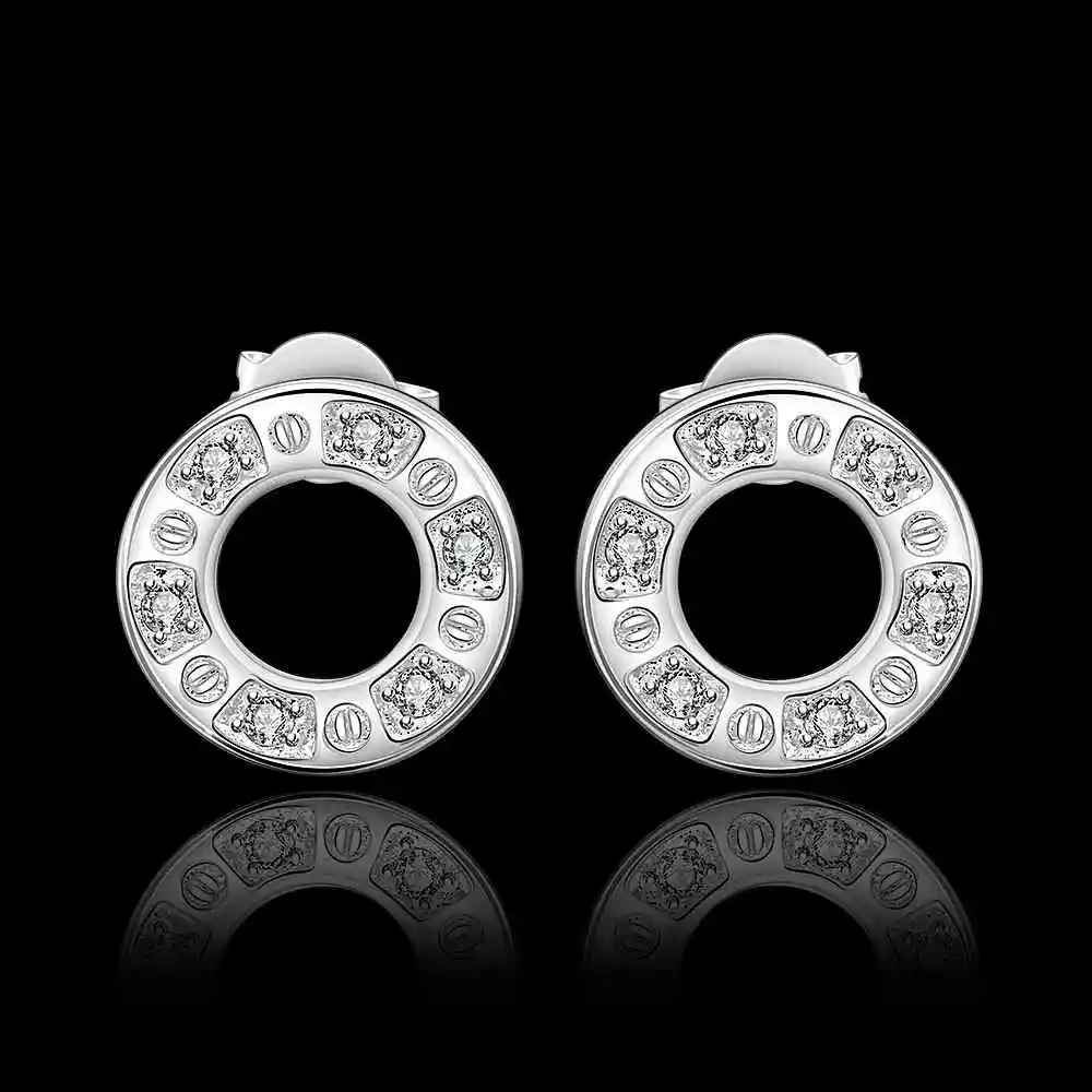 Hot sale! 925 silver earring circle watching stud pendientes to.us bear jewellery SMTE564 | Украшения и аксессуары