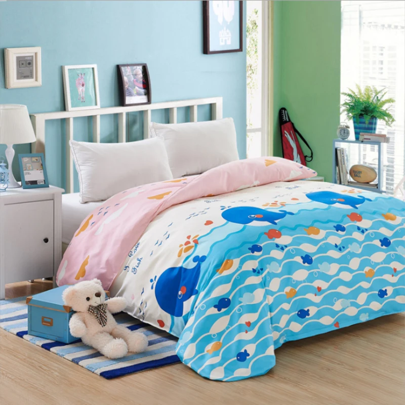Классический Комплект постельного белья 1 шт. 150*200 см серый синий с цветами