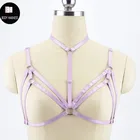 Лиловый бюстгальтер в стиле молодой девушки с ремнем для волос, свадебная клетка, сексуальный бюстгальтер для косплея в стиле Харадзюку, бюстгальтер с ремнем, Фетиш-одежда
