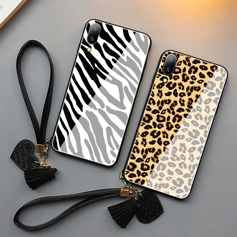 Роскошный леопардовый чехол для телефона с ремешком для iPhone XS Max 7 8 6S Plus, милый модный чехол зебра для huawei P20 pro mate 9 10 Lite