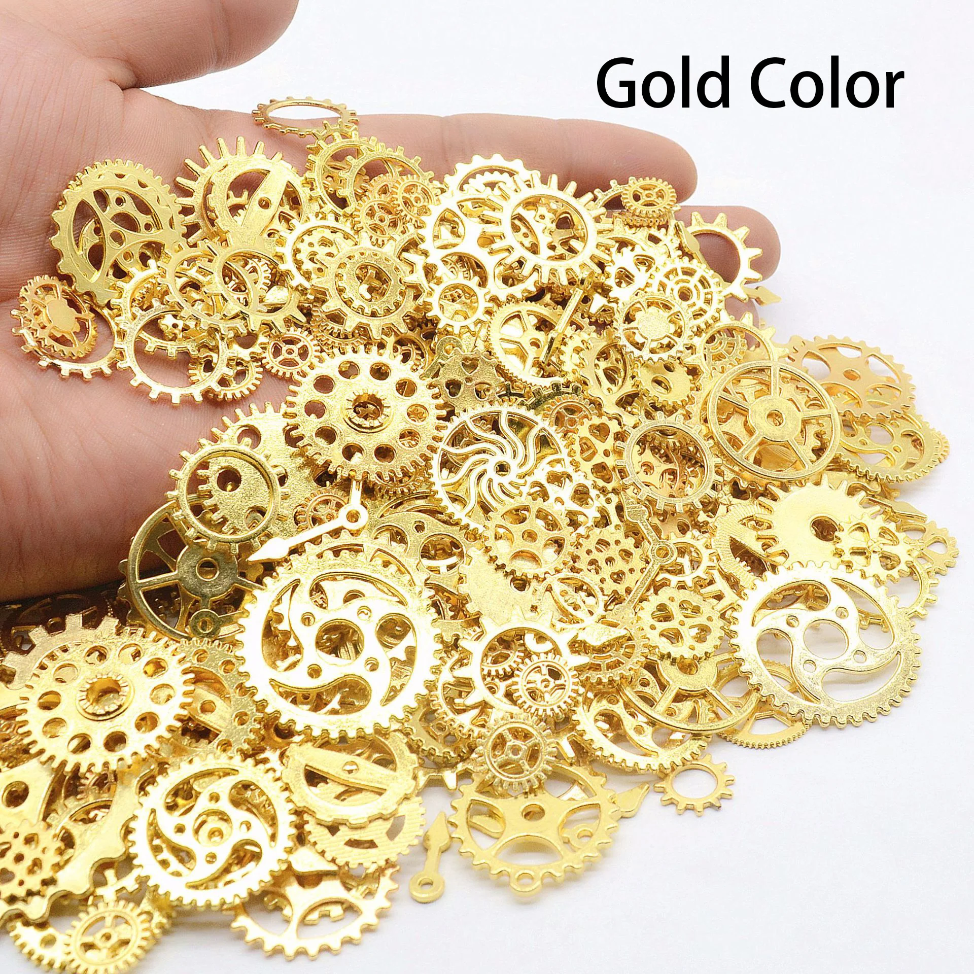 Gold Color 100 г/лот винтажная Смешанная Паровая панк шестеренка DIY Аксессуары Ювелирные изделия изготовление ювелирных изделий сплав металла механические Cogs Стимпанк Шестерни - Цвет: Gold Color