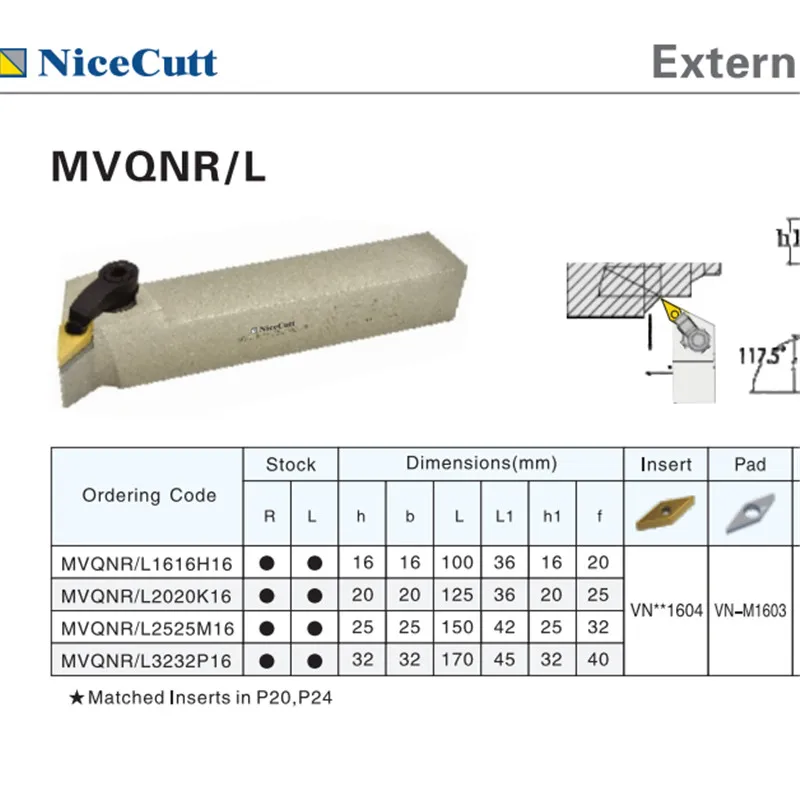 Бесплатная доставка MVQNR2020K16/2525M16 Nicecutt для VNMG вставной токарный инструмент