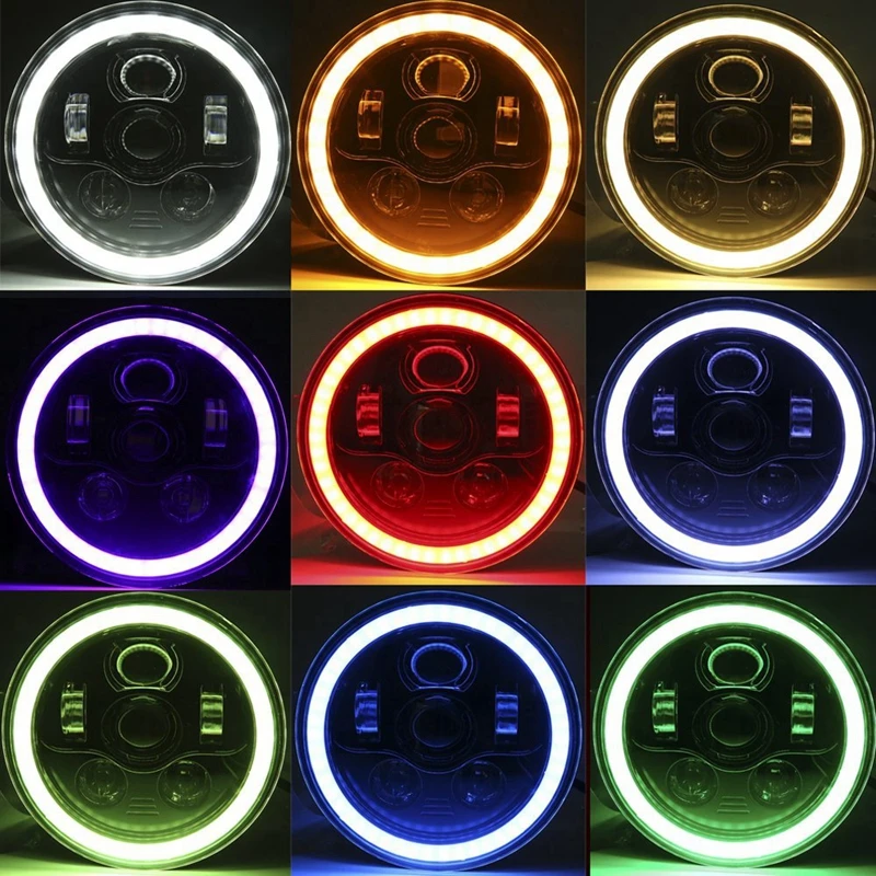 7-дюймовый светодиодный RGB проектор с ангельскими глазами для мотоцикла Jeep Wrangler JK