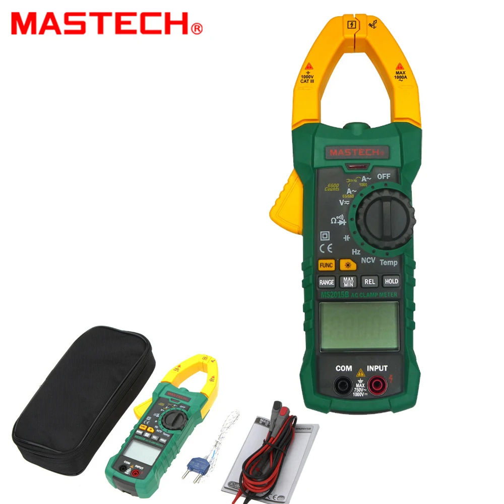 MASTECH MS2015B 1000A AC Токоизмерительные клещи с частотой емкости и тестом NCV|ac clamp meter|mastech