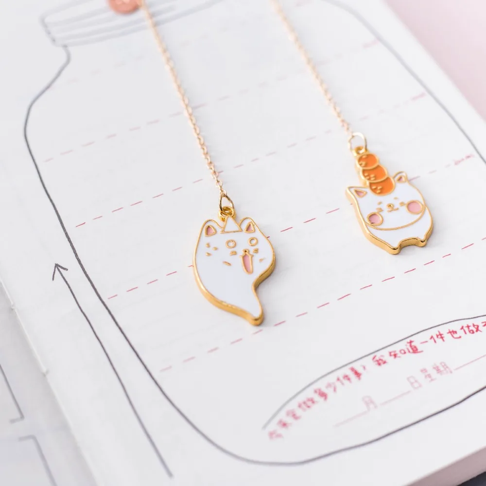 4 шт./компл. Kawaii Белый котенок кошка металлические закладки брелок держатель книги открытка подарок канцелярские принадлежности