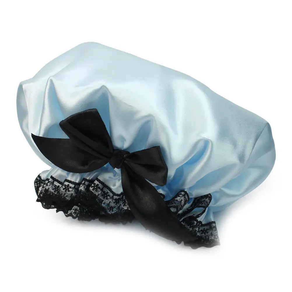 Водонепроницаемая шапочка для душа с розовой лентой и кружевным бантом|waterproof shower