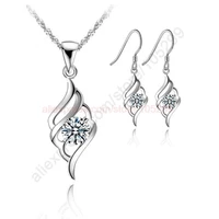 angle wing flying nice 925 sterling silver jewellery pendant necklace korea stylish earring jewelry sets18 chain