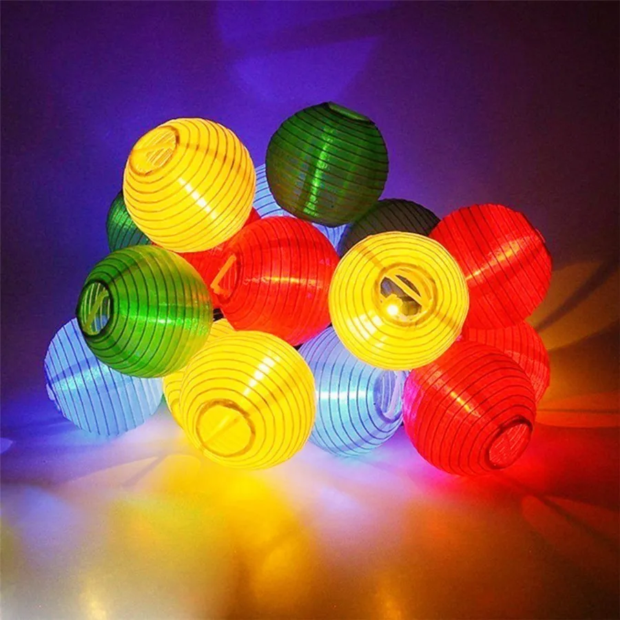 RGB Dcoo 10/20/30LED Солнечные Фонари струнные огни ткань шар Фея рождественское освещение Декор открытый Крытый сад патио украшения - Испускаемый цвет: RGB