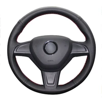 diy sewing on pu leather steering wheel cover exact fit for skoda yeti 2014 2016 rapid 2015