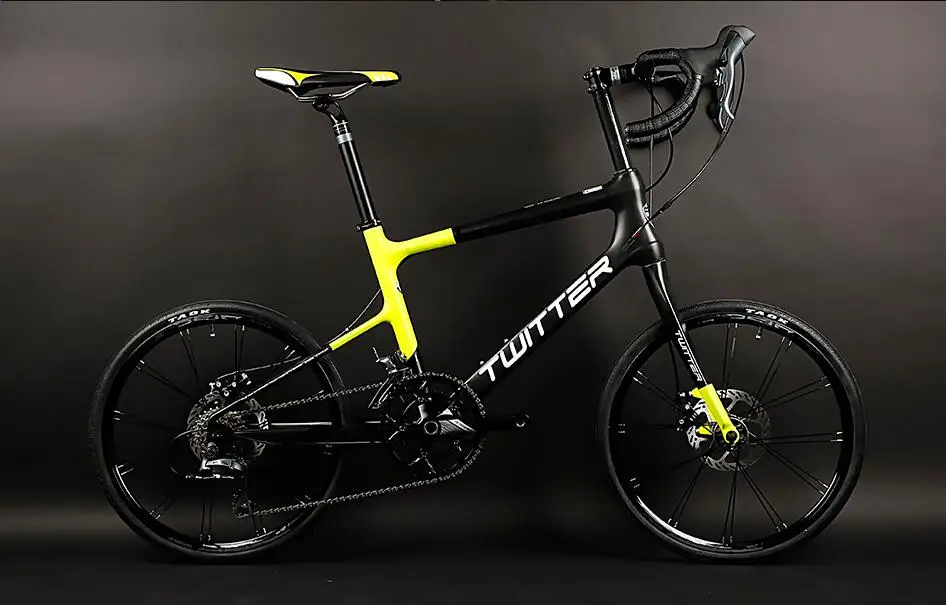 Light 8.6 кг 2" велосипед 16 Скорость 42 см углерода Волокно Рамки BMX Велосипедный Спорт Twitter с Shimano Скорость системы и механические дисковые тормоза