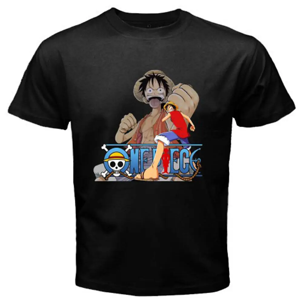 Новая цельная Обезьяна D. Luffy Мультфильм Аниме Мужская черная футболка 2019 Весна Slim