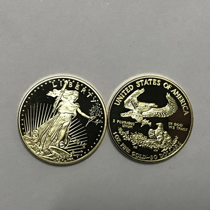 

5 Pcs Non Magnetic Freedom 2016 2018 Coin 24K Gold Plated Badge Eagle 32.6 Mm Drop Shipping Order Acceptable Souvenir Coin