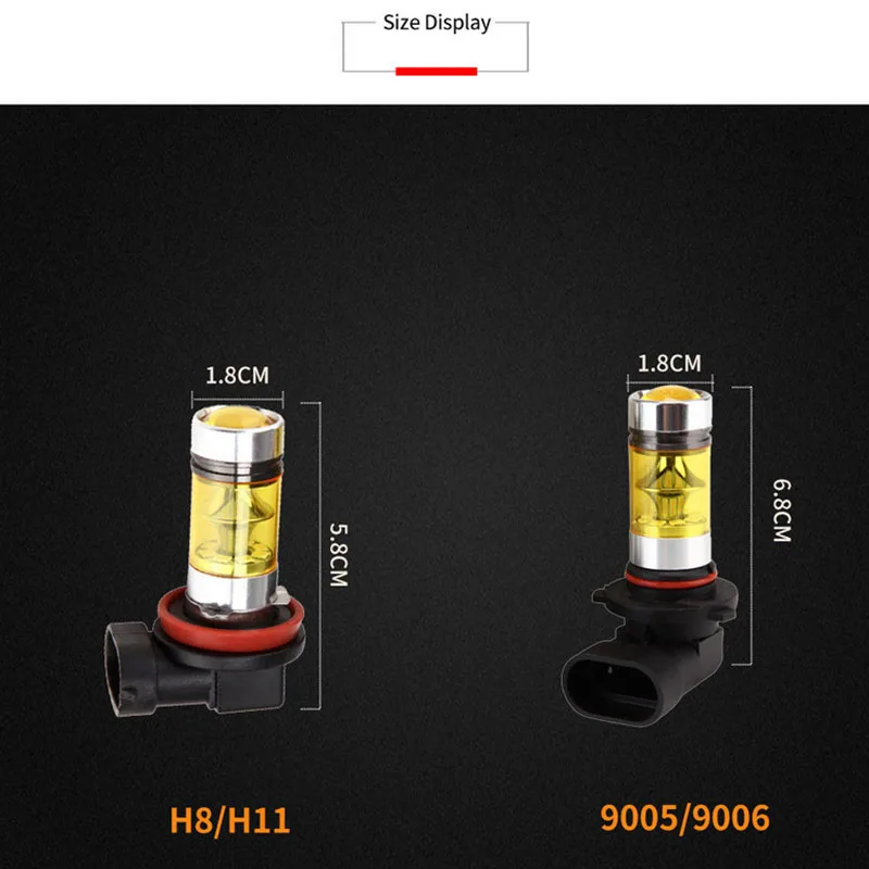 2 шт. 100 Вт 9005 9006 H8 H11 3030 20 SMD светодиодный высокой мощности передние