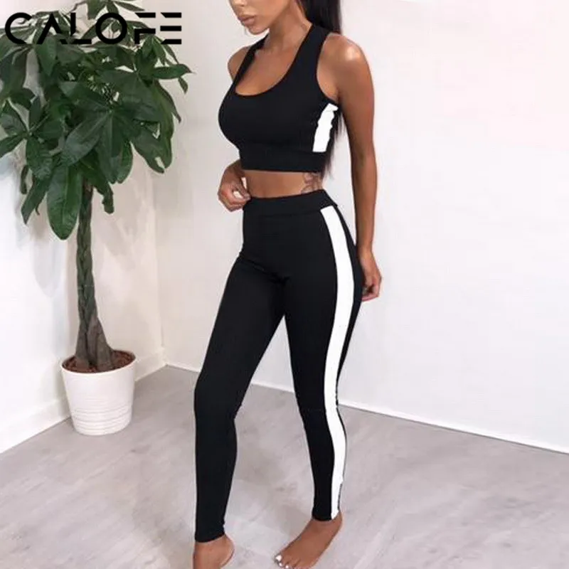 2018 Women's Tracksuit Tights Sportswear Fitness Yoga Suit Sport set For Female Gym Clothing Workout Two Piece Jumpsuit Crop top | Спорт и