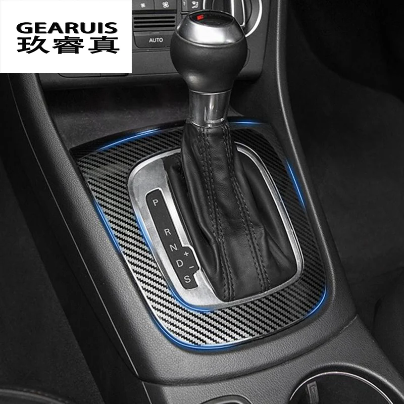 

Car Styling Carbon fiber Center Console Gears Panel Covers Stickers Trim for Audi Q3 Stainless Steel interior Auto accessories