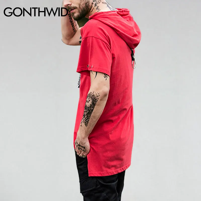 GONEWILD 2017 Модные Мужские Короткий Рукав Толстовки Футболки Лето Асимметричный