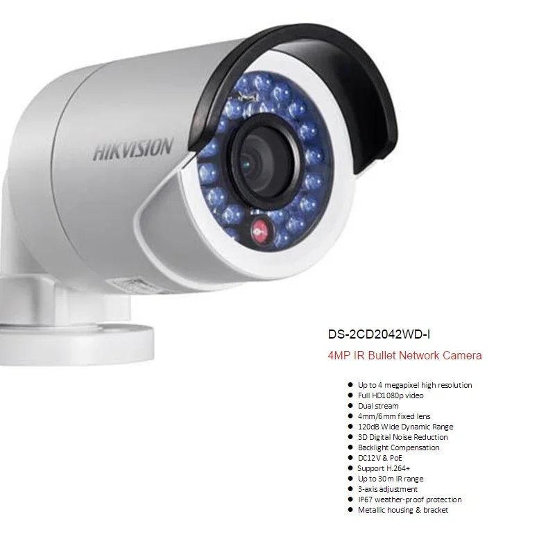 Hikvision 4MP with POE Waterproof IR IP Camera English DS-2CD2042WD-I replace DS-2CD2032F-I DS-2CD2032-i DS-2CD2035-i In Stock |