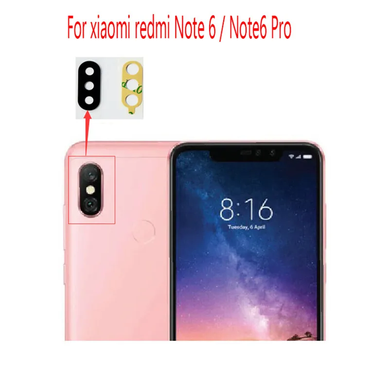 2 шт. для камеры xiaomi redmi note 6 / note6 pro стеклянный объектив задняя камера с клеем