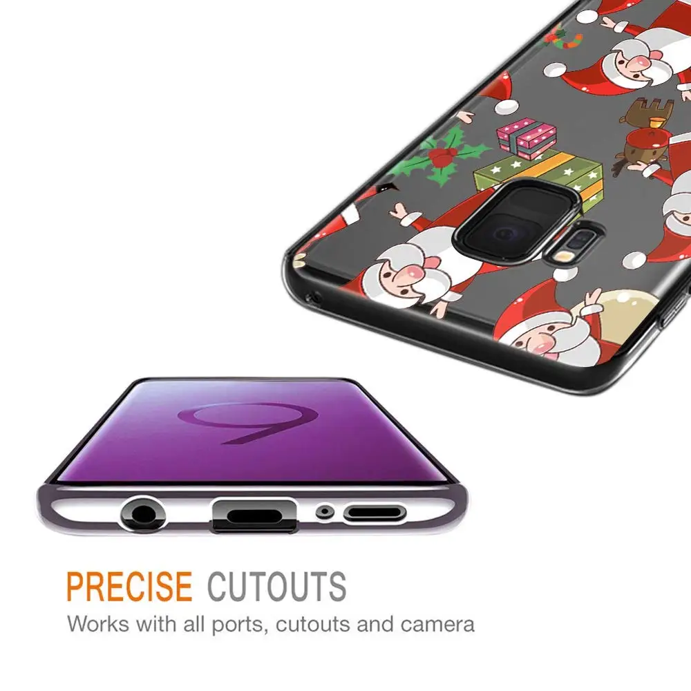 Santa Reindeer Christmas Patterned Clear Slim Soft Case Cover For Samsung S9 S8 S7 Edge Note 9 8 Plus TPU Phone Coque |